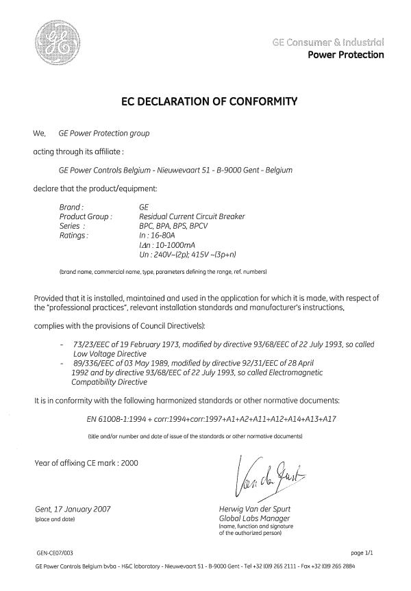 BPC 純漏電 CE認證